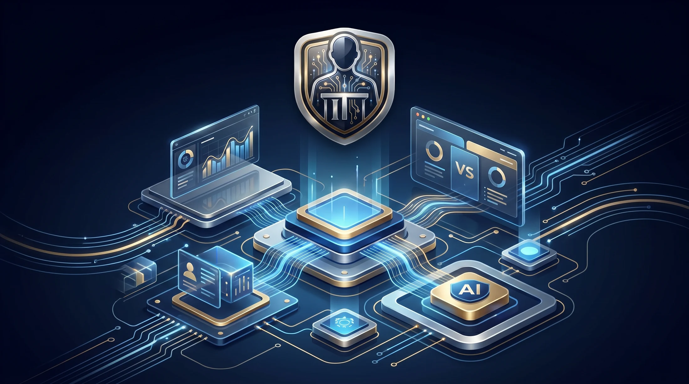 Premium faceless toolkit visual for AI help desk resources